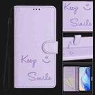 For Redmi Note 14 5G Smile Embossing RFID Leather Phone Case(Light Purple) - 2