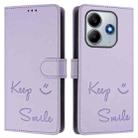 For Redmi Note 14 5G Smile Embossing RFID Leather Phone Case(Light Purple) - 3