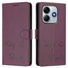 For Redmi Note 14 5G Smile Embossing RFID Leather Phone Case(Violet) - 3