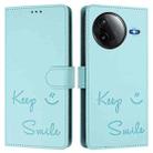 For Redmi K80 5G / K80 Pro 5G Smile Embossing RFID Leather Phone Case(Mint Green) - 3