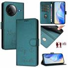 For Redmi K80 5G / K80 Pro 5G Smile Embossing RFID Leather Phone Case(Peacock Green) - 1