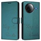 For Redmi K80 5G / K80 Pro 5G Smile Embossing RFID Leather Phone Case(Peacock Green) - 3