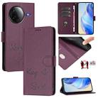 For Redmi K80 5G / K80 Pro 5G Smile Embossing RFID Leather Phone Case(Violet) - 1