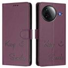 For Redmi K80 5G / K80 Pro 5G Smile Embossing RFID Leather Phone Case(Violet) - 3