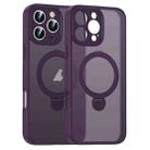 For iPhone 16 Pro Max Matte Texture 360 Degree Rotary Tone Holder MagSafe Phone Case(Dark Purple) - 1