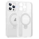 For iPhone 16 Pro Matte Texture 360 Degree Rotary Tone Holder MagSafe Phone Case(Transparent) - 1