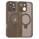 For iPhone 16 Plus Matte Texture 360 Degree Rotary Tone Holder MagSafe Phone Case(Bronze) - 1