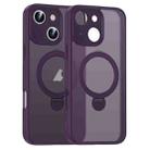 For iPhone 16 Plus Matte Texture 360 Degree Rotary Tone Holder MagSafe Phone Case(Dark Purple) - 1