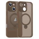 For iPhone 16 Matte Texture 360 Degree Rotary Tone Holder MagSafe Phone Case(Bronze) - 1