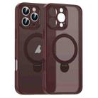 For iPhone 15 Pro Matte Texture 360 Degree Rotary Tone Holder MagSafe Phone Case(Plum Red) - 1