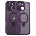 For iPhone 15 Plus Matte Texture 360 Degree Rotary Tone Holder MagSafe Phone Case(Dark Purple) - 1