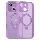 For iPhone 14 Plus Matte Texture 360 Degree Rotary Tone Holder MagSafe Phone Case(Roland Purple) - 1