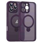 For iPhone 14 Pro Matte Texture 360 Degree Rotary Tone Holder MagSafe Phone Case(Dark Purple) - 1