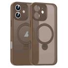 For iPhone 12 Matte Texture 360 Degree Rotary Tone Holder MagSafe Phone Case(Bronze) - 1