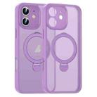 For iPhone 12 Matte Texture 360 Degree Rotary Tone Holder MagSafe Phone Case(Roland Purple) - 1