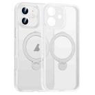 For iPhone 11 Matte Texture 360 Degree Rotary Tone Holder MagSafe Phone Case(Transparent) - 1