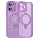 For iPhone 11 Matte Texture 360 Degree Rotary Tone Holder MagSafe Phone Case(Roland Purple) - 1