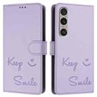 For Sony Xperia 1 VI Smile Embossing RFID Leather Phone Case(Light Purple) - 3