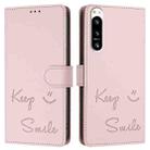 For Sony Xperia 5 IV Smile Embossing RFID Leather Phone Case(Pink) - 3