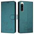 For Sony Xperia 5 IV Smile Embossing RFID Leather Phone Case(Peacock Green) - 3