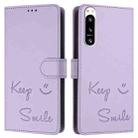 For Sony Xperia 5 IV Smile Embossing RFID Leather Phone Case(Light Purple) - 3