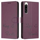 For Sony Xperia 5 IV Smile Embossing RFID Leather Phone Case(Violet) - 3