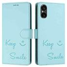 For Sony Xperia 5 V Smile Embossing RFID Leather Phone Case(Mint Green) - 3