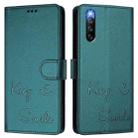 For Sony Xperia 10 IV Smile Embossing RFID Leather Phone Case(Peacock Green) - 3