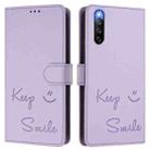 For Sony Xperia 10 IV Smile Embossing RFID Leather Phone Case(Light Purple) - 3