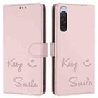 For Sony Xperia 10 V 4G Smile Embossing RFID Leather Phone Case(Pink) - 3