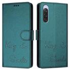 For Sony Xperia 10 V 4G Smile Embossing RFID Leather Phone Case(Peacock Green) - 3