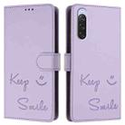 For Sony Xperia 10 V 4G Smile Embossing RFID Leather Phone Case(Light Purple) - 3