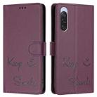 For Sony Xperia 10 V 4G Smile Embossing RFID Leather Phone Case(Violet) - 3