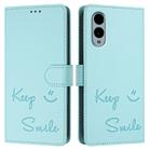 For Fujitsu Arrows We2 Smile Embossing RFID Leather Phone Case(Mint Green) - 3