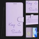 For Fujitsu Arrows We2 Smile Embossing RFID Leather Phone Case(Light Purple) - 2