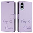 For Fujitsu Arrows We2 Smile Embossing RFID Leather Phone Case(Light Purple) - 3