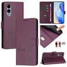 For Fujitsu Arrows We2 Smile Embossing RFID Leather Phone Case(Violet) - 1