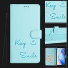 For Fujitsu Arrows We2 Plus Smile Embossing RFID Leather Phone Case(Mint Green) - 2