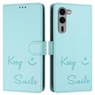 For Fujitsu Arrows We2 Plus Smile Embossing RFID Leather Phone Case(Mint Green) - 3