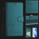 For Fujitsu Arrows We2 Plus Smile Embossing RFID Leather Phone Case(Peacock Green) - 2