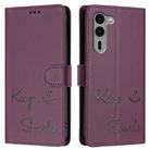 For Fujitsu Arrows We2 Plus Smile Embossing RFID Leather Phone Case(Violet) - 3