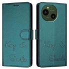 For Sharp Aquos R9 Smile Embossing RFID Leather Phone Case(Peacock Green) - 3