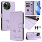 For Sharp Aquos R9 Smile Embossing RFID Leather Phone Case(Light Purple) - 1