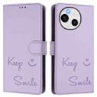 For Sharp Aquos Sense9 Smile Embossing RFID Leather Phone Case(Light Purple) - 3