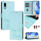 For Sharp Basio Active3 Smile Embossing RFID Leather Phone Case(Mint Green) - 1