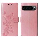 For Google Pixel 9 Pro XL Embossed Butterfly Flowers Leather Phone Case(Rose Gold) - 3