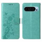 For Google Pixel 9 / 9 Pro Embossed Butterfly Flowers Leather Phone Case(Green) - 3