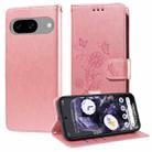 For Google Pixel 8 Embossed Butterfly Flowers Leather Phone Case(Rose Gold) - 1