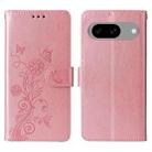 For Google Pixel 8 Embossed Butterfly Flowers Leather Phone Case(Rose Gold) - 3