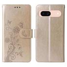 For Google Pixel 8a Embossed Butterfly Flowers Leather Phone Case(Gold) - 3